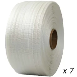 Lot de 7 Feuillards de cerclage tressés 19 mm x 500 m dont 1 OFFERT - Feuillard Haute Résistance 750kg - TECPLAST LFT1