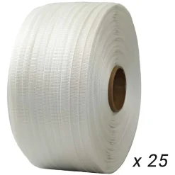 Lot de 25 Feuillards de cerclage tressés 19 mm x 500 m dont 5 OFFERTS - Feuillard Haute Résistance 750kg - TECPLAST LFT3