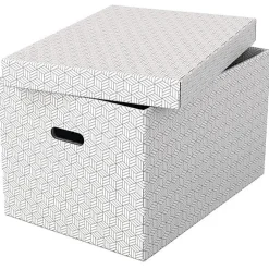 Lot de 3 grandes boîtes en carton élégantes Home L - Blanc