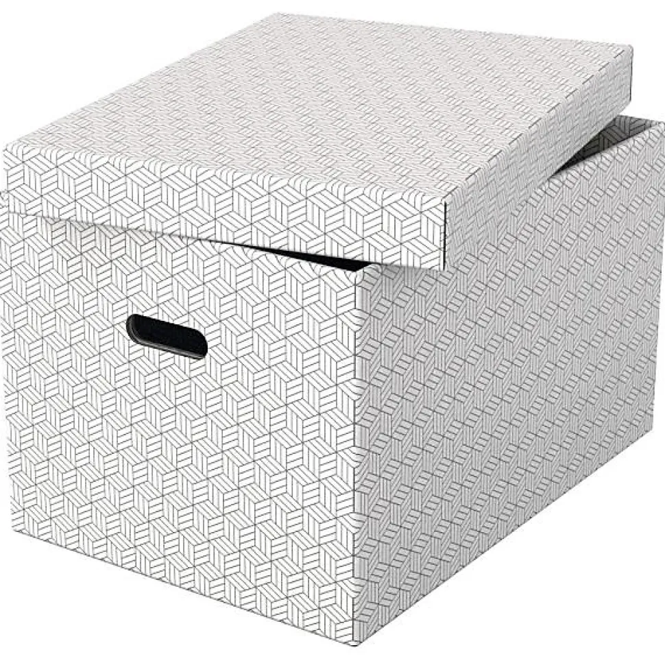 Lot de 3 grandes boîtes en carton élégantes Home L - Blanc