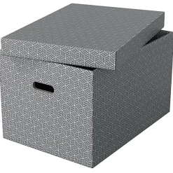Lot de 3 grandes boîtes en carton élégantes Home L - Gris