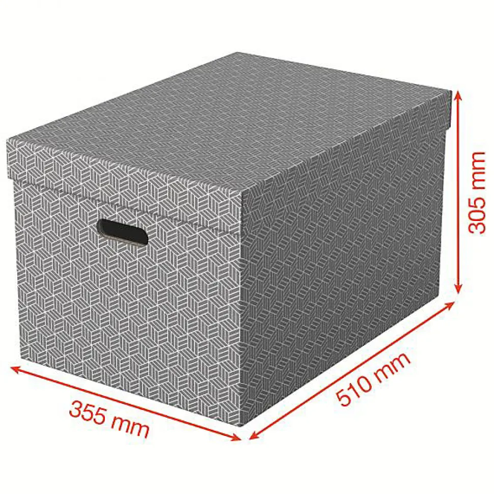 Lot de 3 grandes boîtes en carton élégantes Home L - Gris