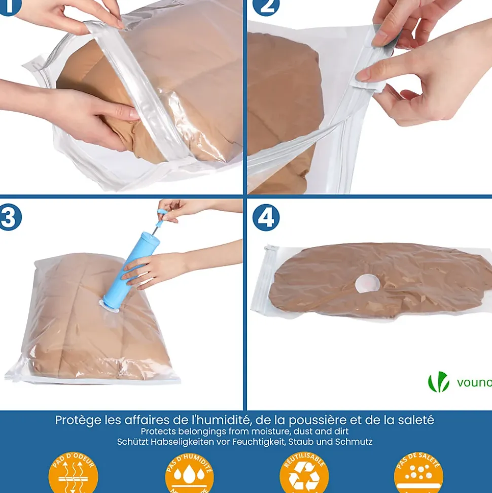 Lot de 5 Housses de rangement sous vide sous lit VOUNOT