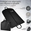 Lot de 6 housses pour vêtements à suspendre, premium pliable avec fenêtre transparente - 60 x 100 cm - Noir - Vivezen