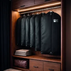 Lot de 6 housses pour vêtements à suspendre, premium pliable avec fenêtre transparente - 60 x 120 cm - Noir - Vivezen