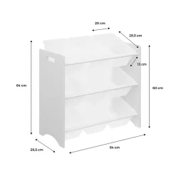 Lot de 2 meubles de rangement pour enfant blanc. 18 casiers. 64x29.5x60cm