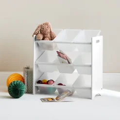 Lot de 2 meubles de rangement pour enfant blanc. 18 casiers. 64x29.5x60cm