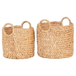 Lot de 2 Paniers Décoratifs de Rangement Passo, Marron, Jacinthe d'Eau, 35x35x37 cm, Seven Design