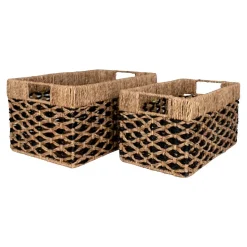 Lot de 2 Paniers Décoratifs de Rangement Salar, Marron, Herbe de Mer, 40x25x21 cm, Seven Design
