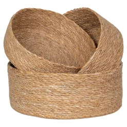 Lot de 3 Paniers Décoratifs de Rangement Batam, Marron, Herbe de Mer, 25x25x10 cm, Seven Design