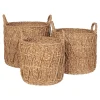 Lot de 3 Paniers Décoratifs de Rangement Krabi, Marron, Herbe de Mer, 36x36x30 cm, Seven Design