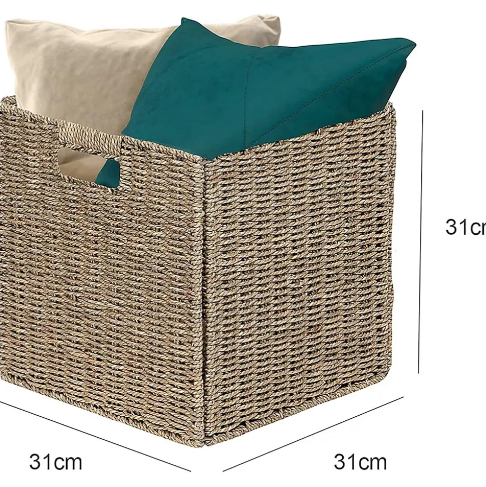 Lot de 2 paniers de rangement pliables jonc de mer 31 x 31 x 31 cm