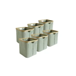 Lot de 6 Paniers de Rangement Hyppolite en tissu vert 30 x 30 x 30 cm