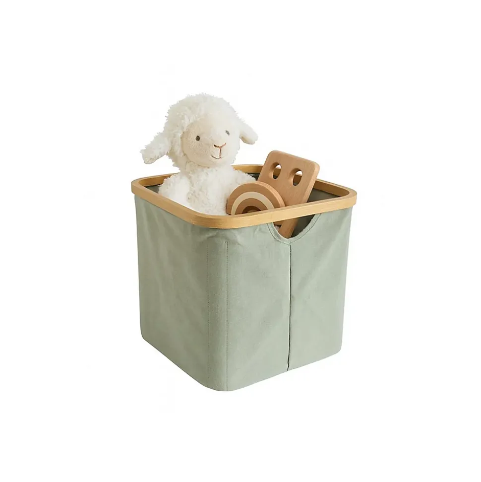 Lot de 6 Paniers de Rangement Hyppolite en tissu vert 30 x 30 x 30 cm