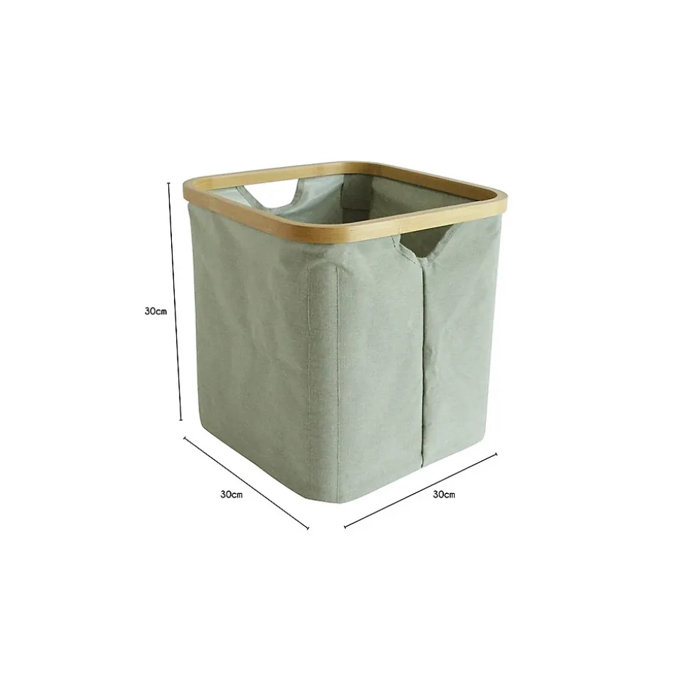 Lot de 6 Paniers de Rangement Hyppolite en tissu vert 30 x 30 x 30 cm