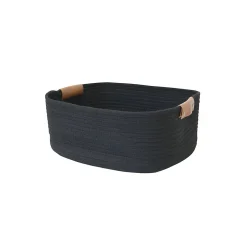 Lot de 6 paniers de rangement en coton noir 37 x 33 x 15 cm