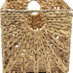 Lot de 2 paniers de rangemenent jonc mer motif soleil 31 x 31 x 31 cm