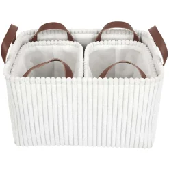 Lot de 3 paniers de rangement en tissu côtelé