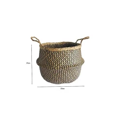 Lot de 4 paniers de rangement en jonc de mer naturel 25 x 25 cm