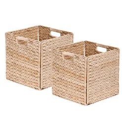 Lot de 2 paniers de rangement pliables jacinthe d'eau 31 x 31 x 31 cm