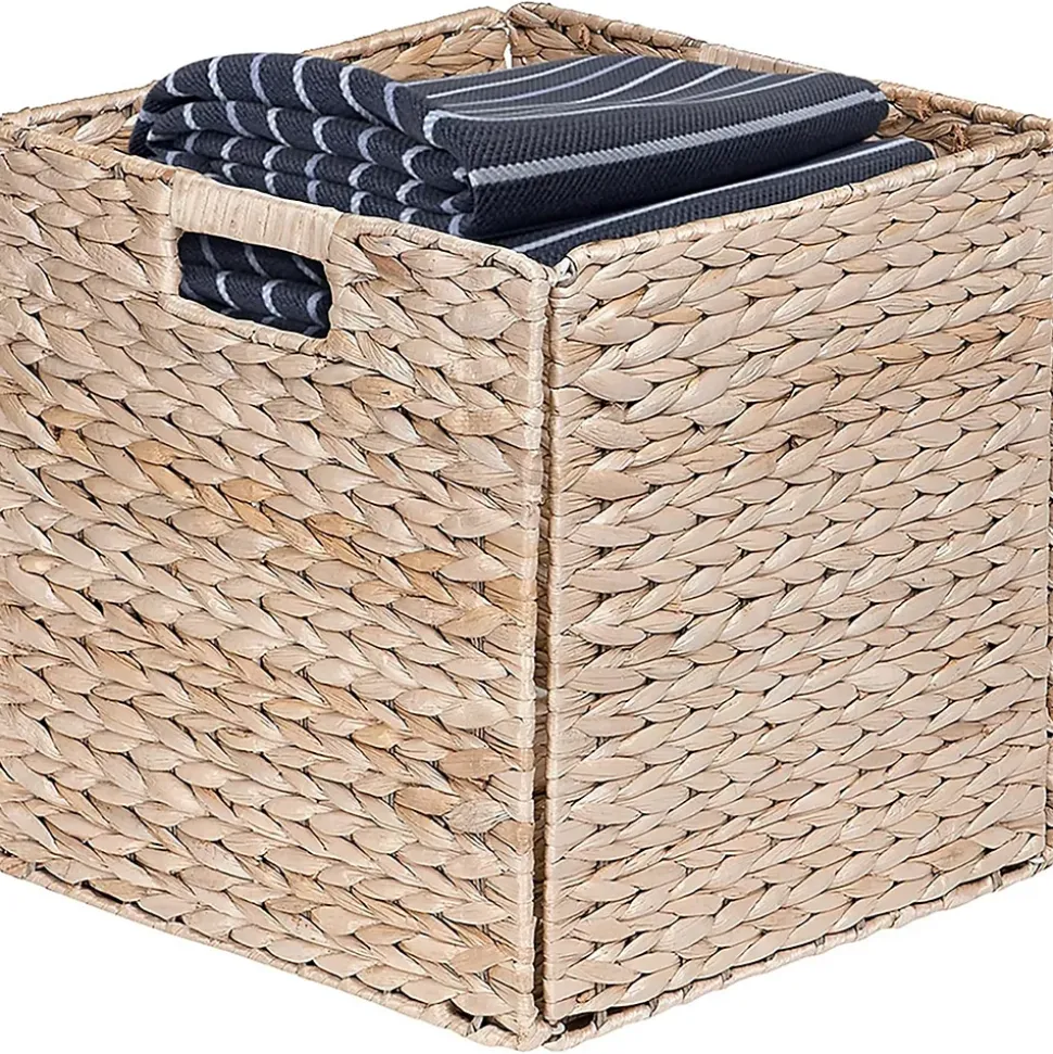 Lot de 2 paniers de rangement pliables jacinthe d'eau 31 x 31 x 31 cm
