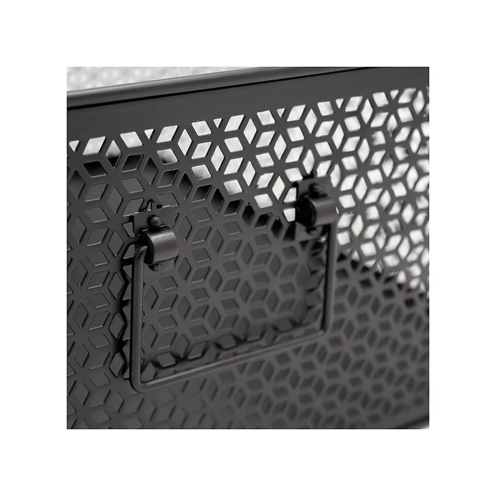 Lot de 3 paniers de rangement en métal noir 32 x 32 x 14 cm