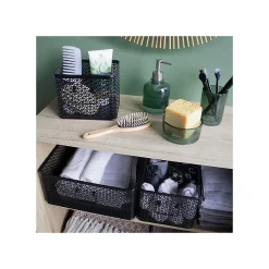 Lot de 3 paniers de rangement en métal noir 32 x 32 x 14 cm