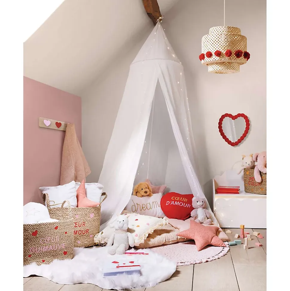 Lot de 3 paniers en osier assortis motifs cœur