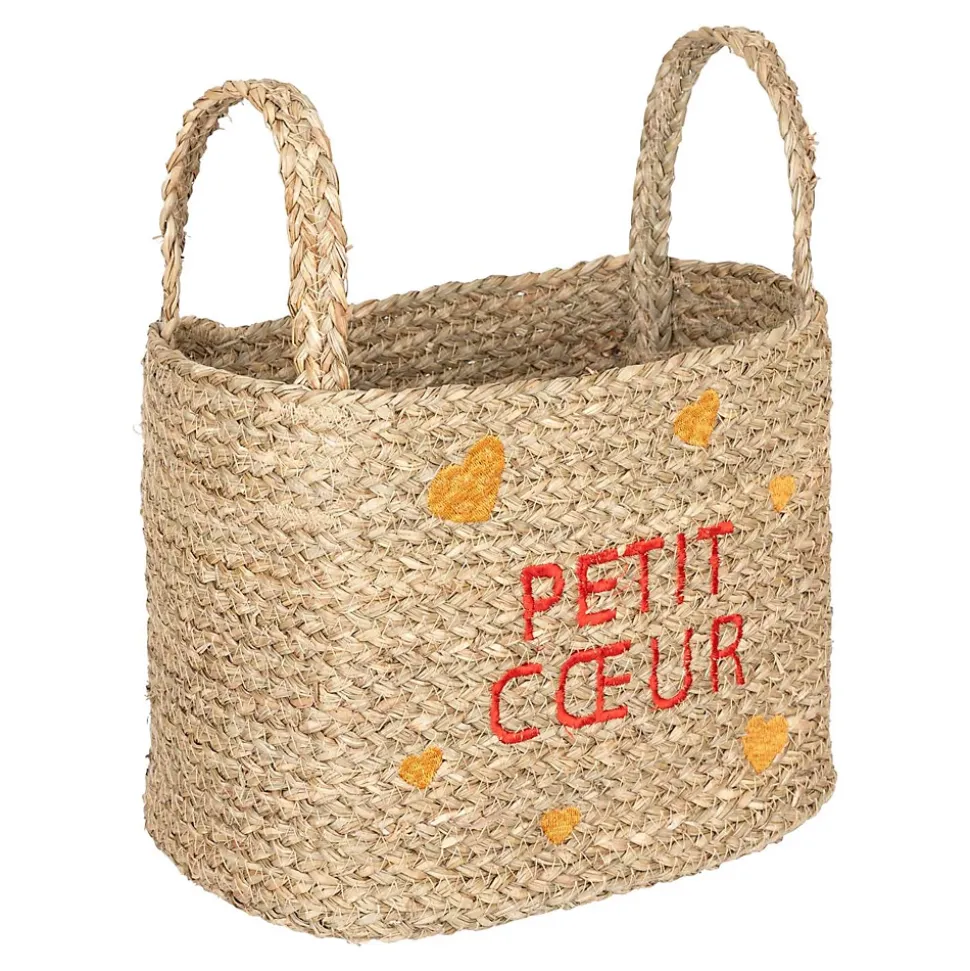 Lot de 3 paniers en osier assortis motifs cœur