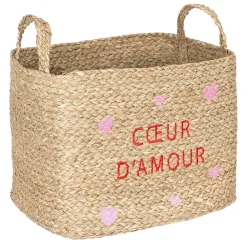 Lot de 3 paniers en osier assortis motifs cœur