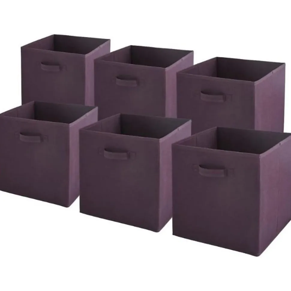 Lot de 6 paniers pliables en tissu violet 31 x 31 x 31 cm