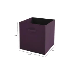 Lot de 6 paniers pliables en tissu violet 31 x 31 x 31 cm