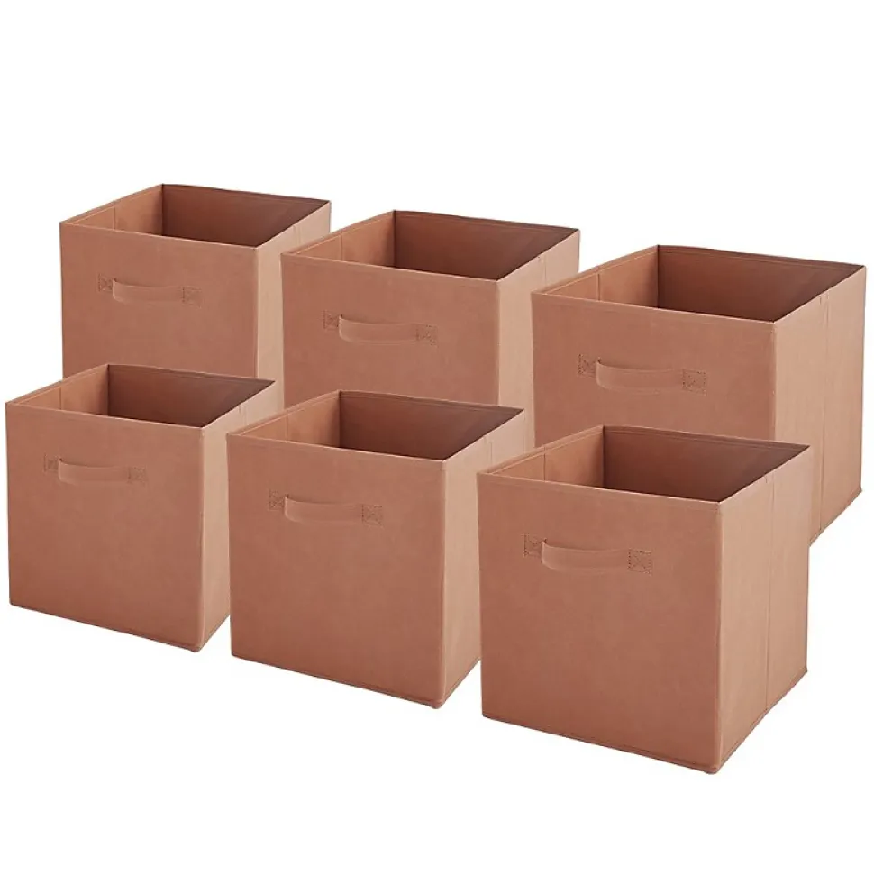 Lot de 6 paniers pliables en tissu terracotta 31 x 31 x 31 cm