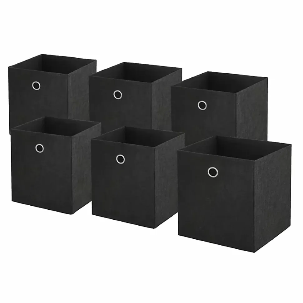 Lot de 6 paniers pliables en tissu noir 31 x 31 x 31 cm