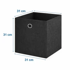 Lot de 6 paniers pliables en tissu noir 31 x 31 x 31 cm