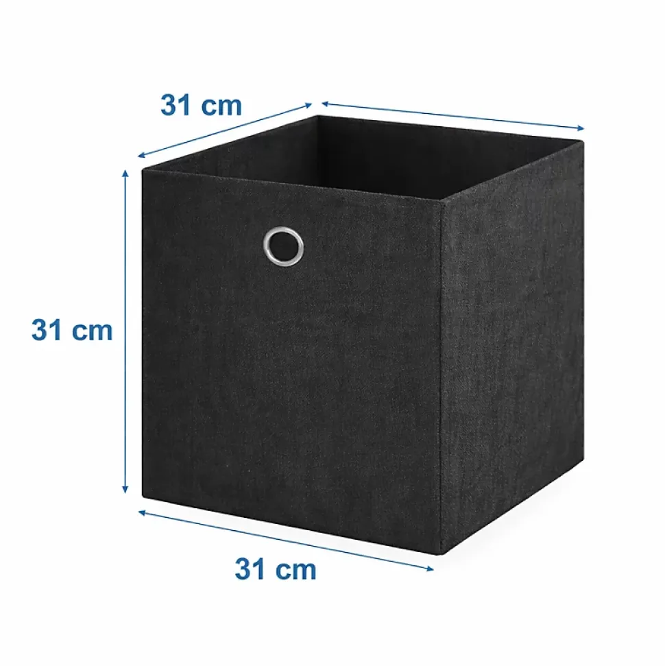 Lot de 6 paniers pliables en tissu noir 31 x 31 x 31 cm