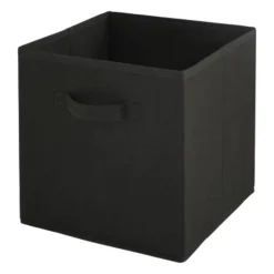 Lot de 12 paniers pliables en tissu noir 27 x 27 x 27 cm
