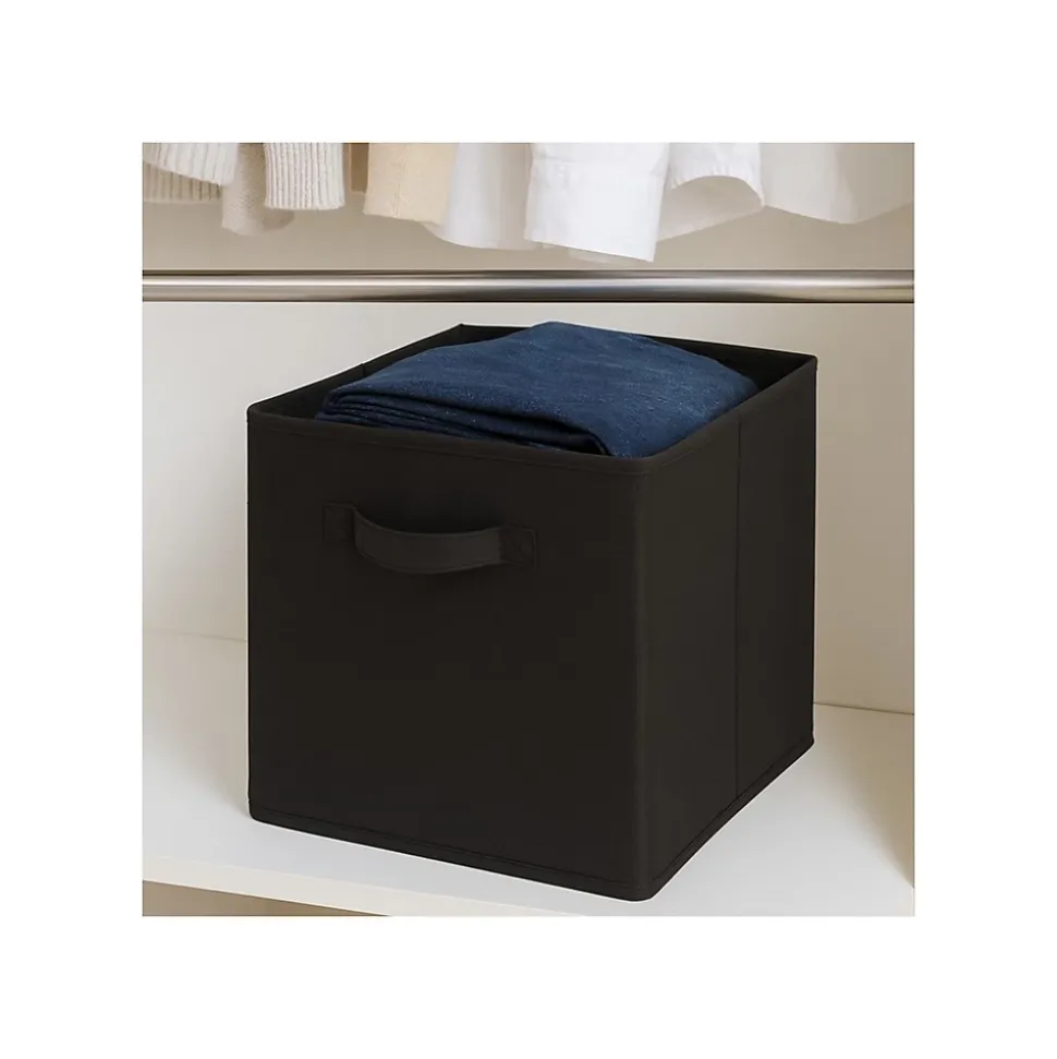 Lot de 6 paniers pliables en tissu noir 27 x 27 x 27 cm
