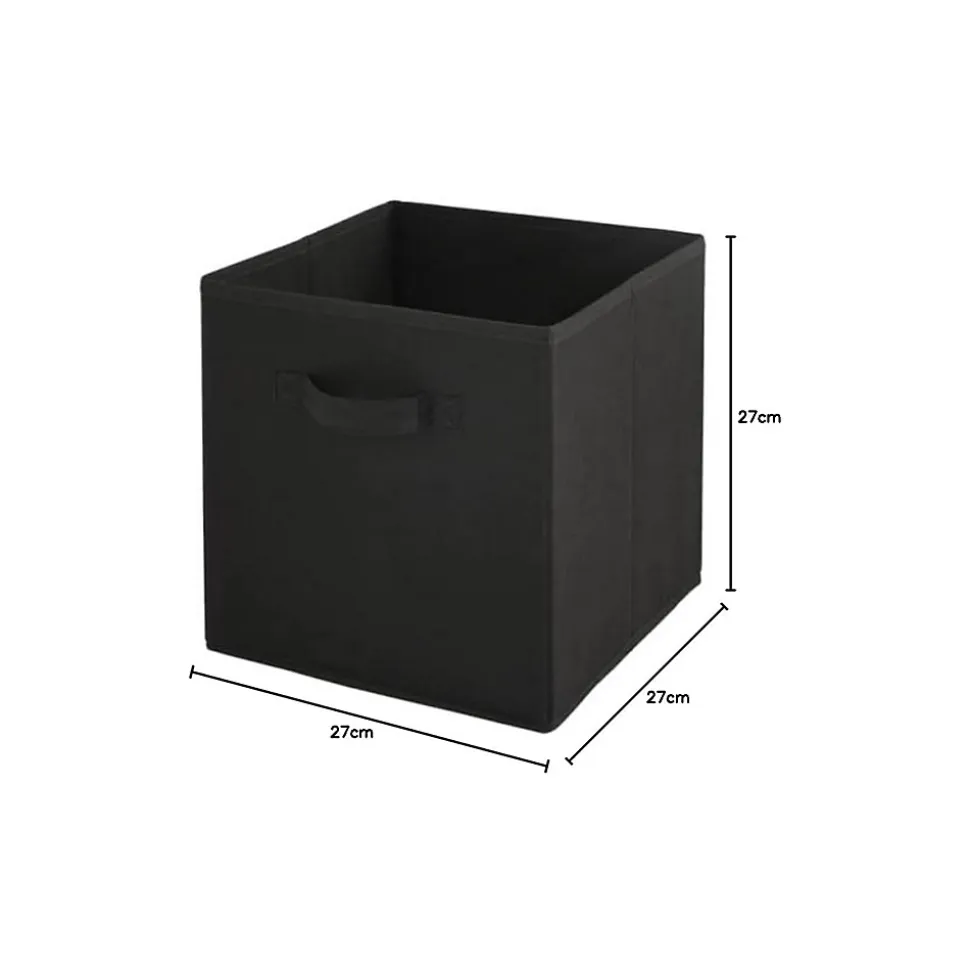 Lot de 6 paniers pliables en tissu noir 27 x 27 x 27 cm