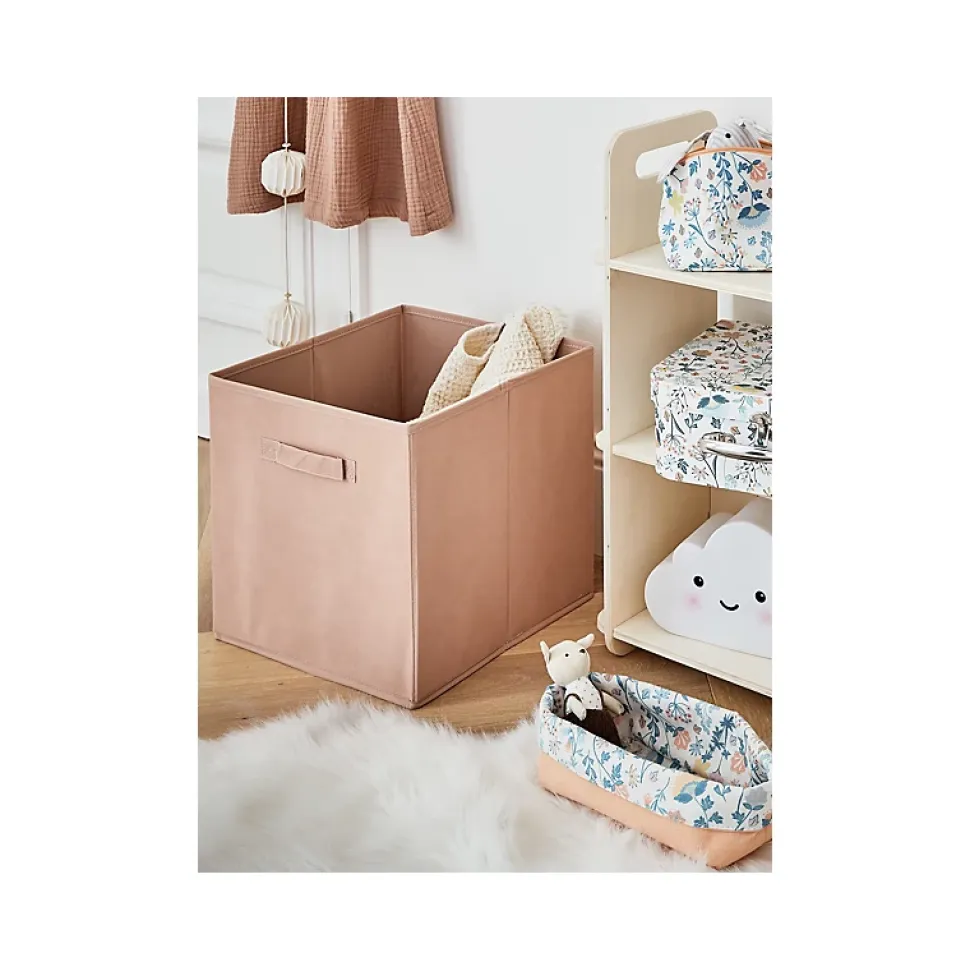 Lot de 6 paniers pliables en tissu rose 27 x 27 x 27 cm