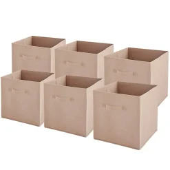 Lot de 6 paniers pliables en tissu rose 27 x 27 x 27 cm