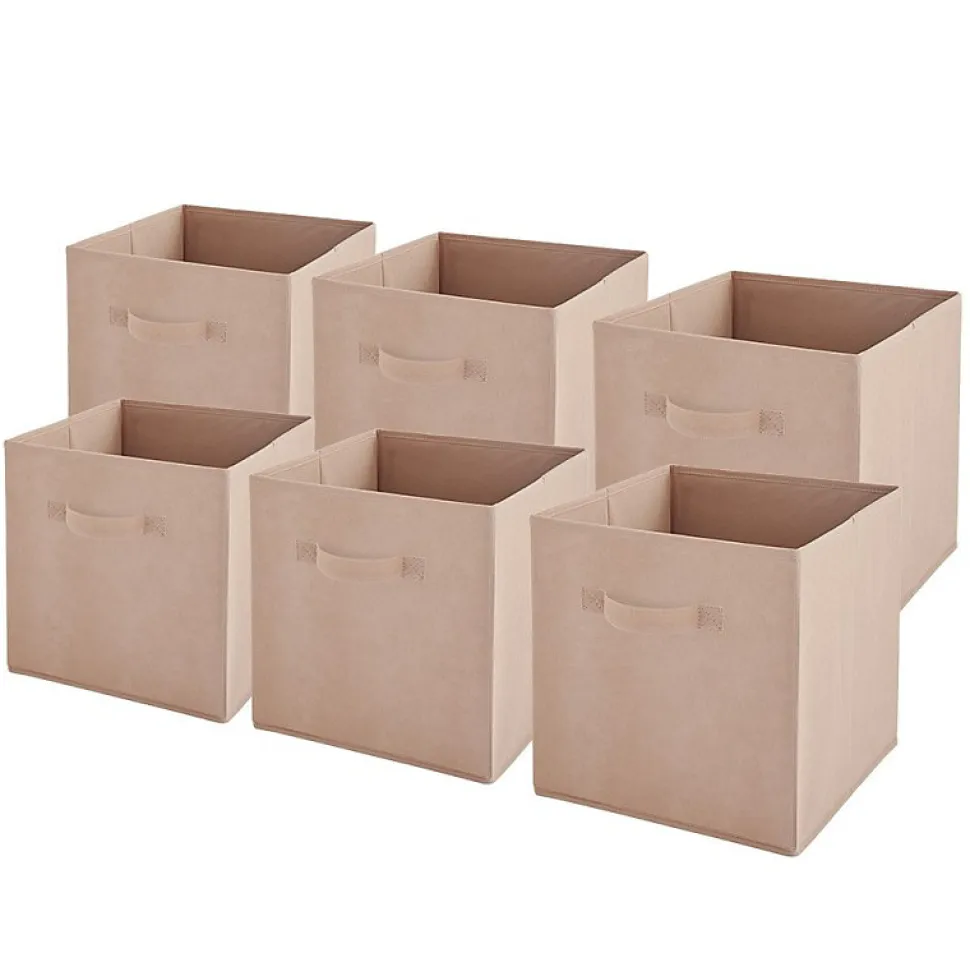 Lot de 6 paniers pliables en tissu rose 27 x 27 x 27 cm
