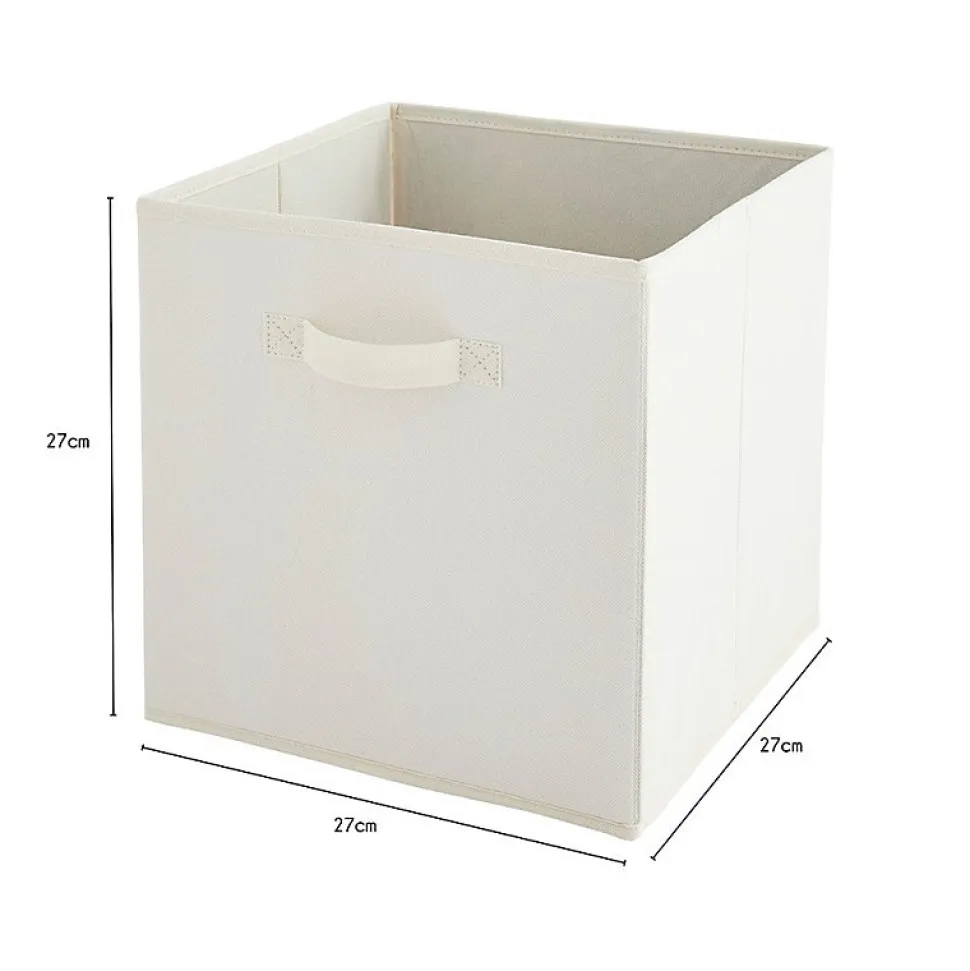 Lot de 6 paniers pliables en tissu blanc 27 x 27 x 27 cm