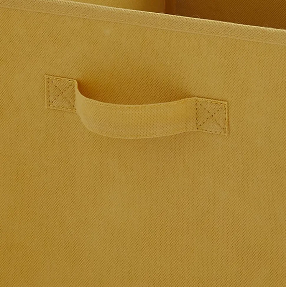 Lot de 12 paniers pliables en tissu jaune moutarde 31 x 31 x 31 cm