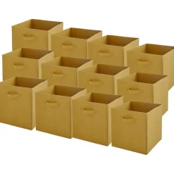 Lot de 12 paniers pliables en tissu jaune moutarde 31 x 31 x 31 cm