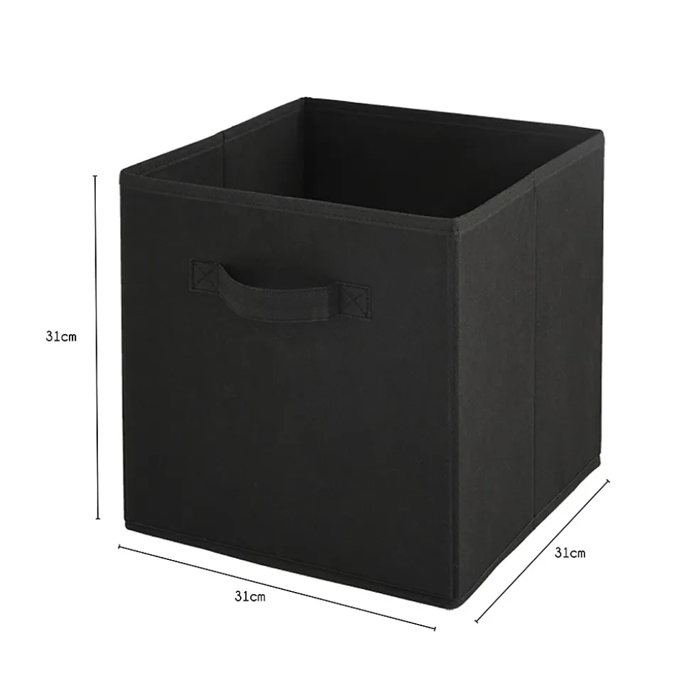 Lot de 12 paniers pliables en tissu noir 31 x 31 x 31 cm