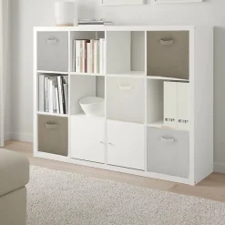 Lot de 6 paniers pliables en tissu taupe 27 x 27 x 27 cm