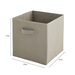 Lot de 6 paniers pliables en tissu taupe 27 x 27 x 27 cm