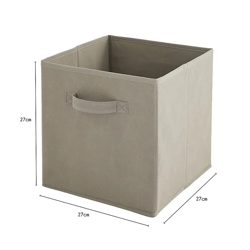 Lot de 6 paniers pliables en tissu taupe 27 x 27 x 27 cm