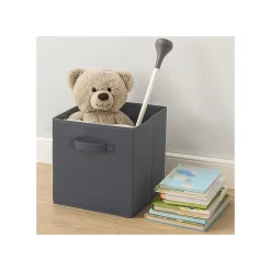 Lot de 12 paniers pliables en tissu gris anthracite 31 x 31 x 31 cm